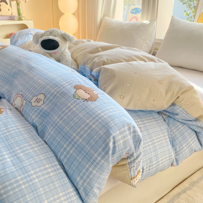 91家纺网 家纺一手货源 找家纺 朵安家纺 2026春夏新款12868全棉纯棉斜纹印花单被套 被套单件 萌宠派对