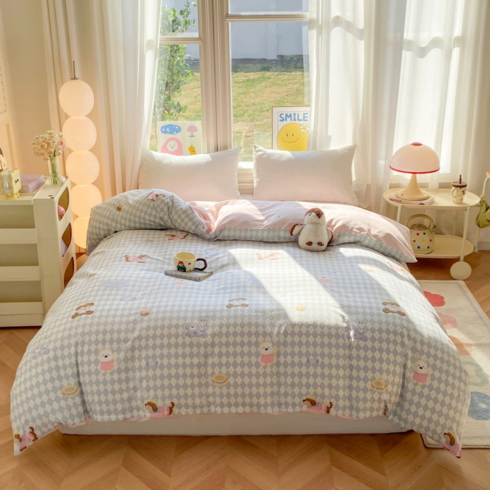 91家纺网 家纺一手货源 找家纺 朵安家纺 2026春夏新款12868全棉纯棉斜纹印花单被套 被套单件 萌宠天地