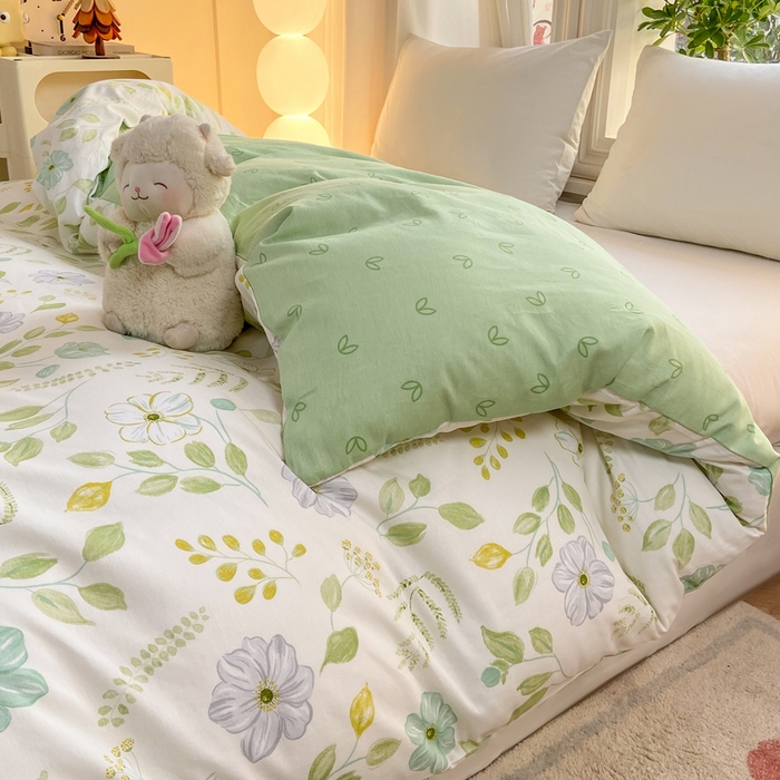 91家纺网 家纺一手货源 找家纺 朵安家纺 2026春夏新款12868全棉纯棉斜纹印花四件套 清香韵