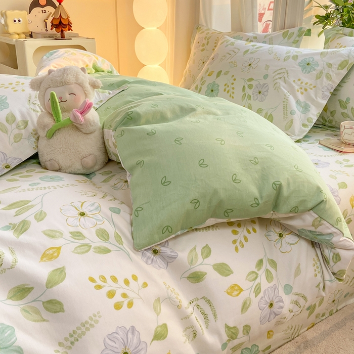 91家纺网 家纺一手货源 找家纺 朵安家纺 2026春夏新款12868全棉纯棉斜纹印花四件套 清香韵