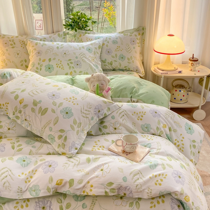 91家纺网 家纺一手货源 找家纺 朵安家纺 2026春夏新款12868全棉纯棉斜纹印花四件套 清香韵