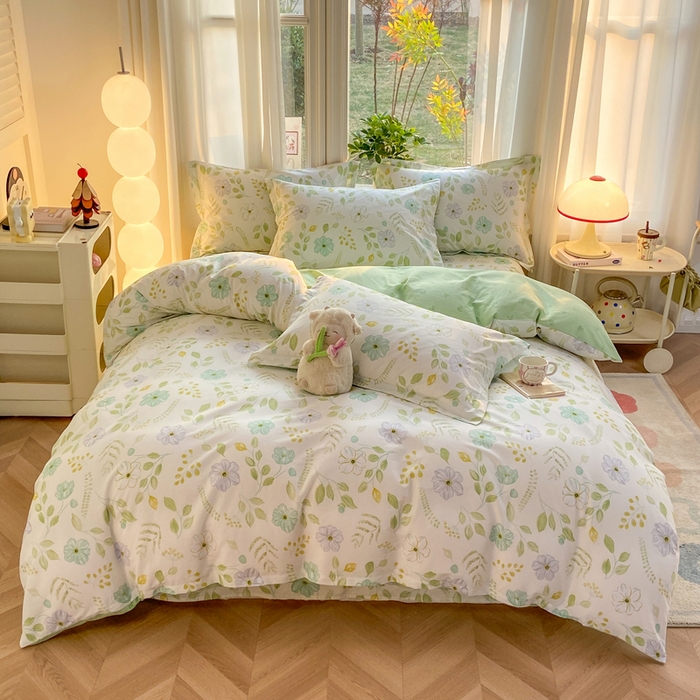 91家纺网 家纺一手货源 找家纺 朵安家纺 2026春夏新款12868全棉纯棉斜纹印花四件套 清香韵