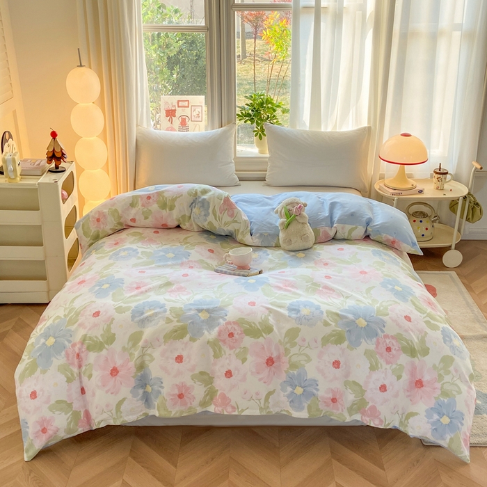 91家纺网 家纺一手货源 找家纺 朵安家纺 2026春夏新款12868全棉纯棉斜纹印花四件套 山野花房