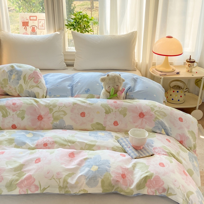 91家纺网 家纺一手货源 找家纺 朵安家纺 2026春夏新款12868全棉纯棉斜纹印花四件套 山野花房