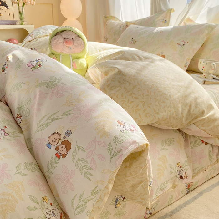 朵安家纺 2026春夏新款12868全棉纯棉斜纹印花四件套 史努比聚会