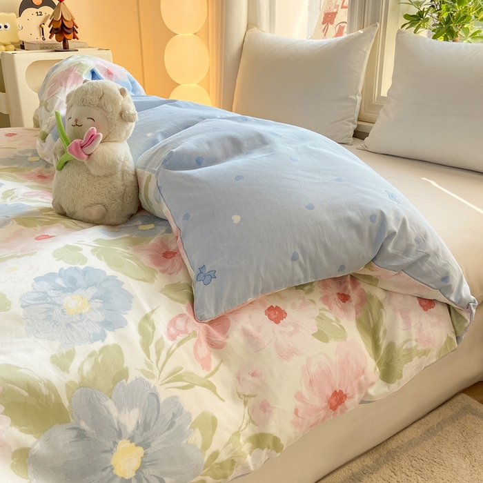 91家纺网 家纺一手货源 找家纺 朵安家纺 2026春夏新款12868全棉纯棉斜纹印花单被套 被套单件 山野花房