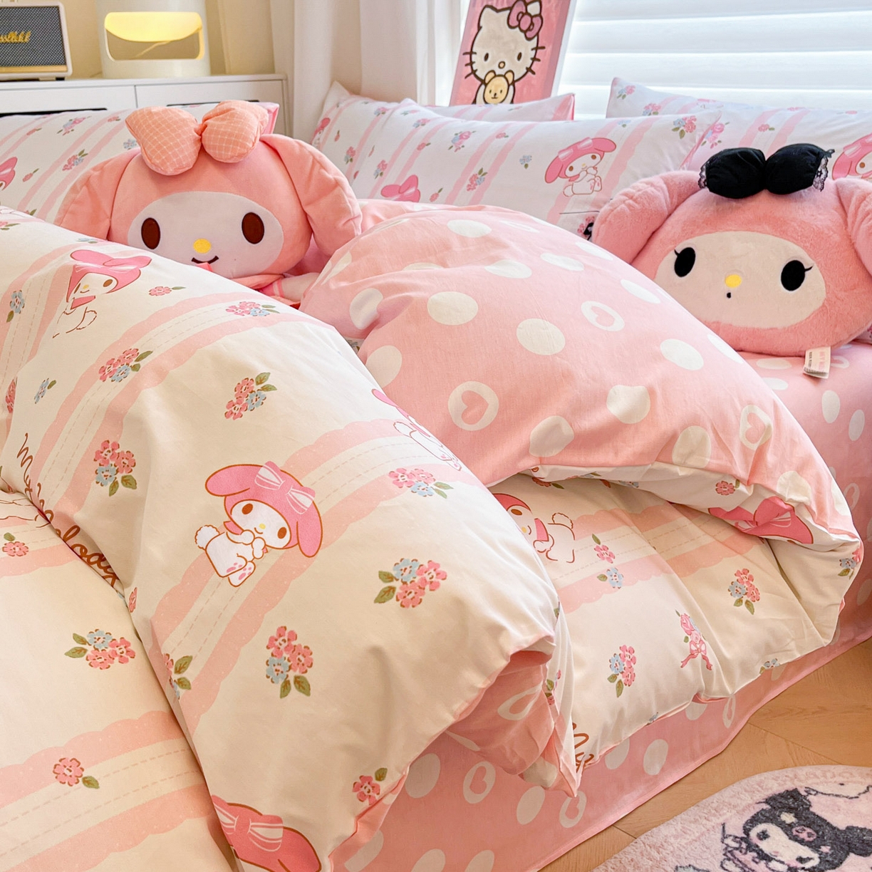 91家纺网 家纺一手货源 找家纺 暮思家居 2026新款正版授权三丽鸥全棉纯棉四件套系列-第二批 少女美乐蒂