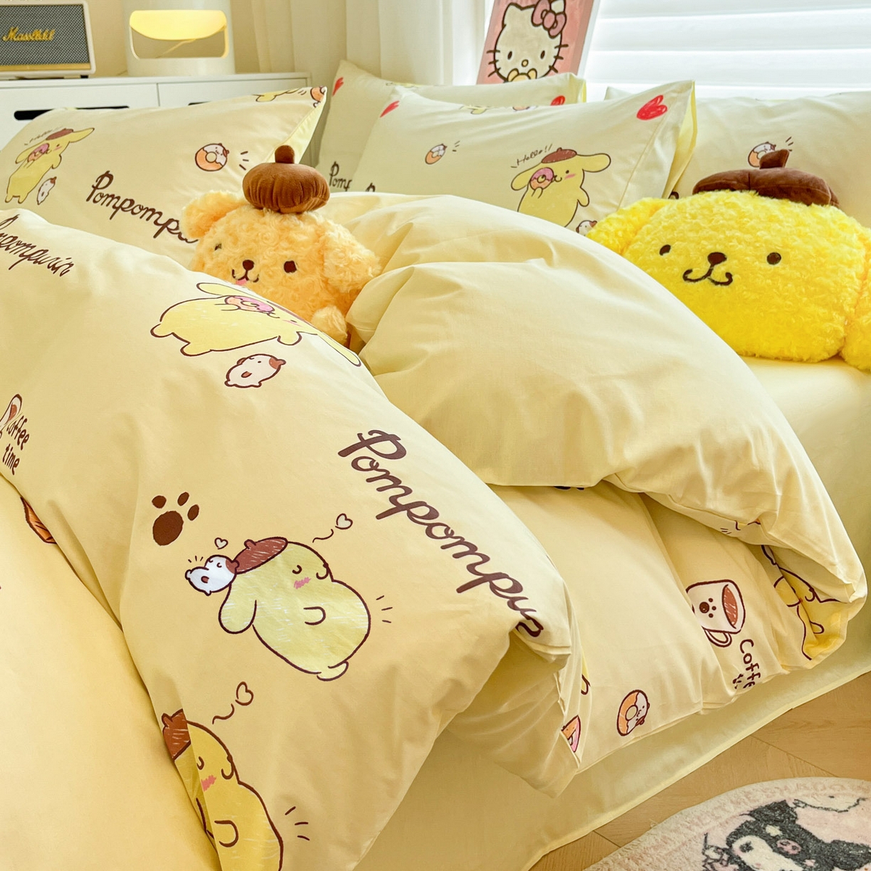 91家纺网 家纺一手货源 找家纺 暮思家居 2026新款正版授权三丽鸥全棉纯棉四件套系列-第二批 甜品布丁狗