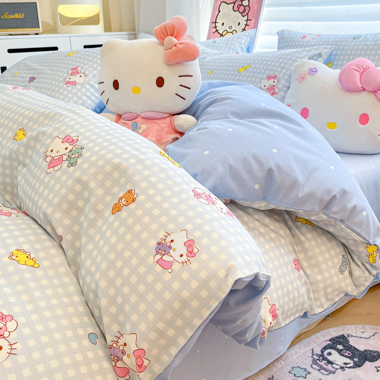 91家纺网 家纺一手货源 找家纺 暮思家居 2026新款正版授权三丽鸥全棉纯棉四件套系列-第二批 小熊KT