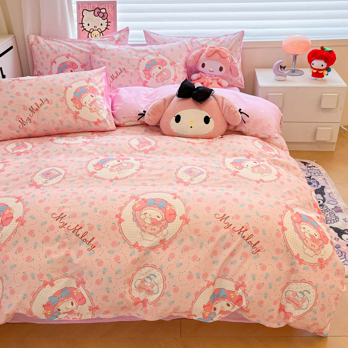 91家纺网 家纺一手货源 找家纺 暮思家居 2026新款正版授权三丽鸥全棉纯棉四件套系列-第二批 花花美乐蒂