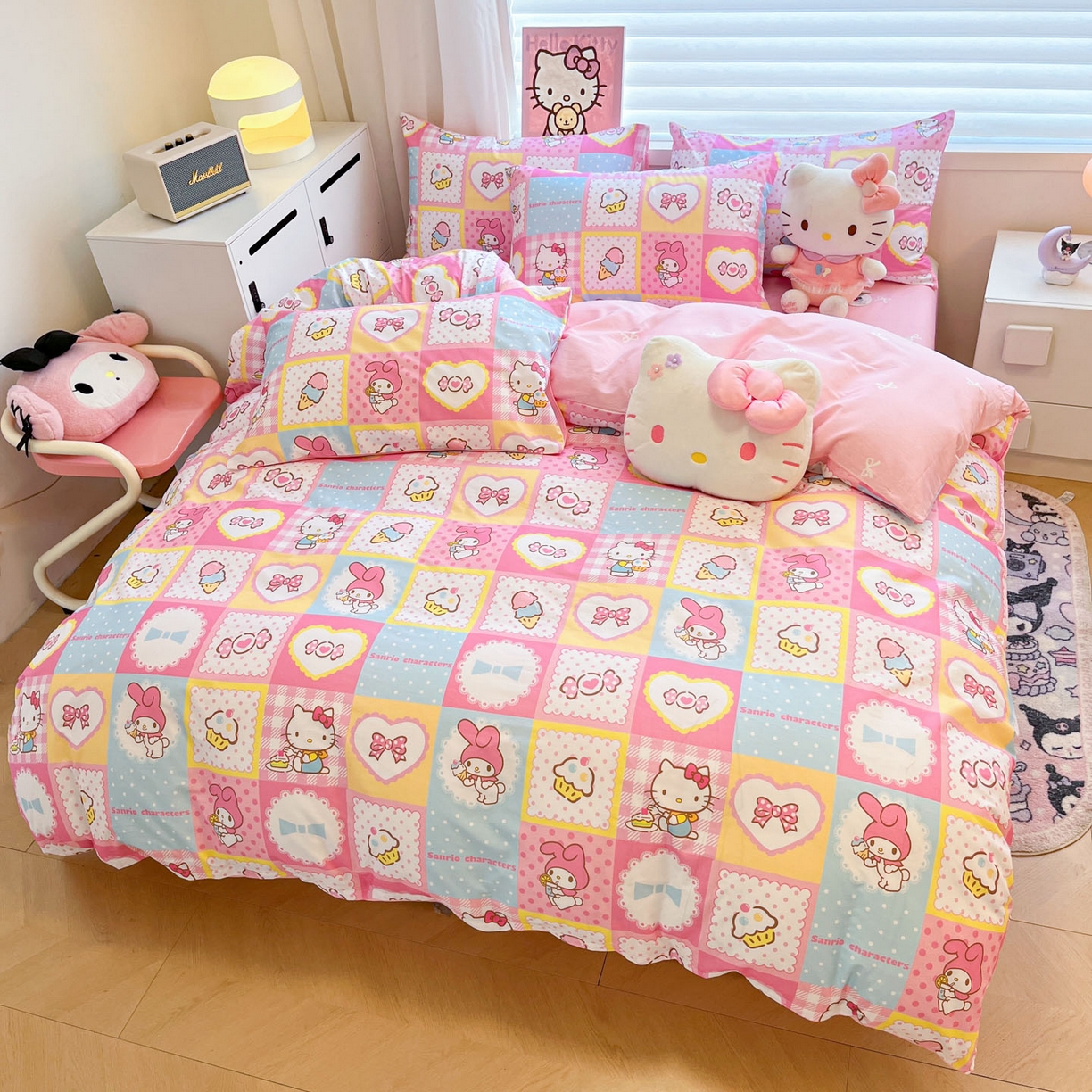 91家纺网 家纺一手货源 找家纺 暮思家居 2026新款正版授权三丽鸥全棉纯棉四件套系列-第二批 KT美乐蒂