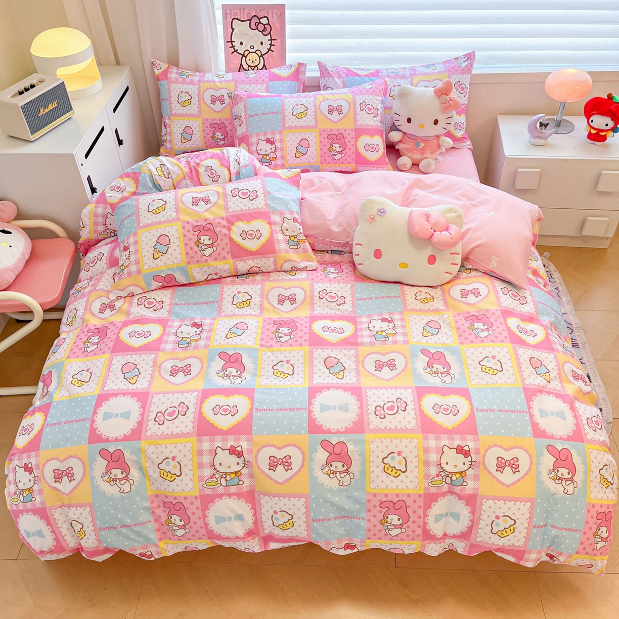 91家纺网 家纺一手货源 找家纺 暮思家居 2026新款正版授权三丽鸥全棉纯棉四件套系列-第二批 KT美乐蒂