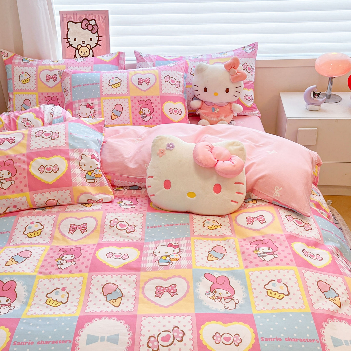 91家纺网 家纺一手货源 找家纺 暮思家居 2026新款正版授权三丽鸥全棉纯棉四件套系列-第二批 KT美乐蒂