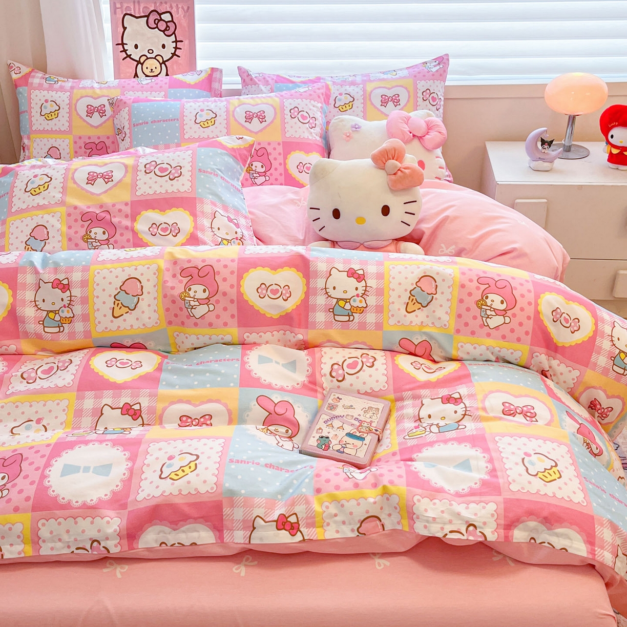 91家纺网 家纺一手货源 找家纺 暮思家居 2026新款正版授权三丽鸥全棉纯棉四件套系列-第二批 KT美乐蒂