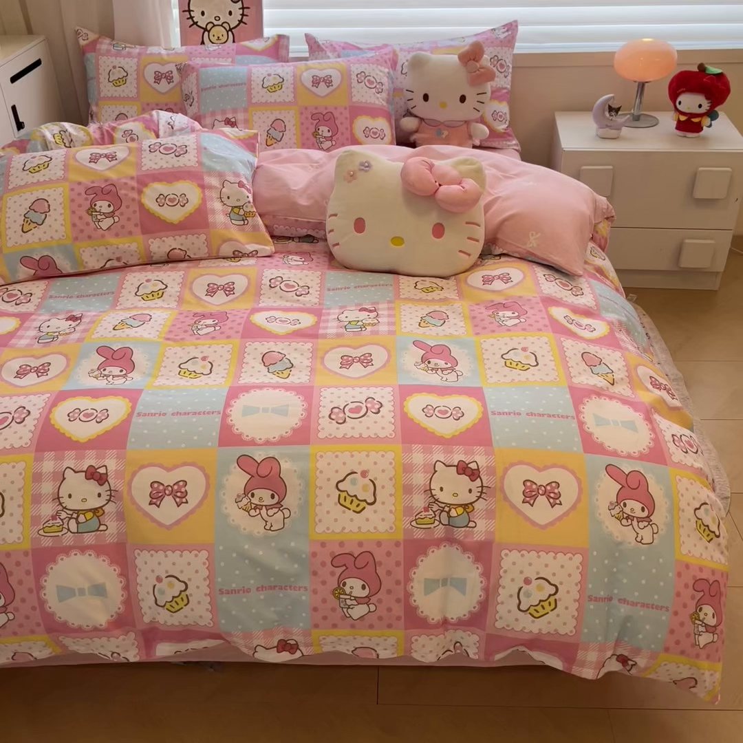 91家纺网 家纺一手货源 找家纺 暮思家居 2026新款正版授权三丽鸥全棉纯棉四件套系列-第二批 KT美乐蒂