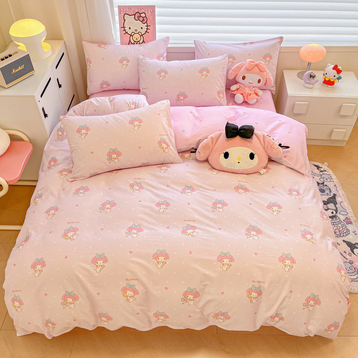 91家纺网 家纺一手货源 找家纺 暮思家居 2026新款正版授权三丽鸥全棉纯棉四件套系列-第二批 点点美乐蒂