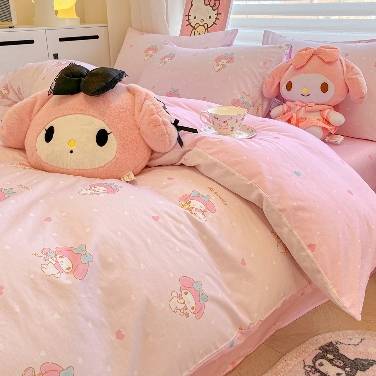 91家纺网 家纺一手货源 找家纺 暮思家居 2026新款正版授权三丽鸥全棉纯棉四件套系列-第二批 点点美乐蒂