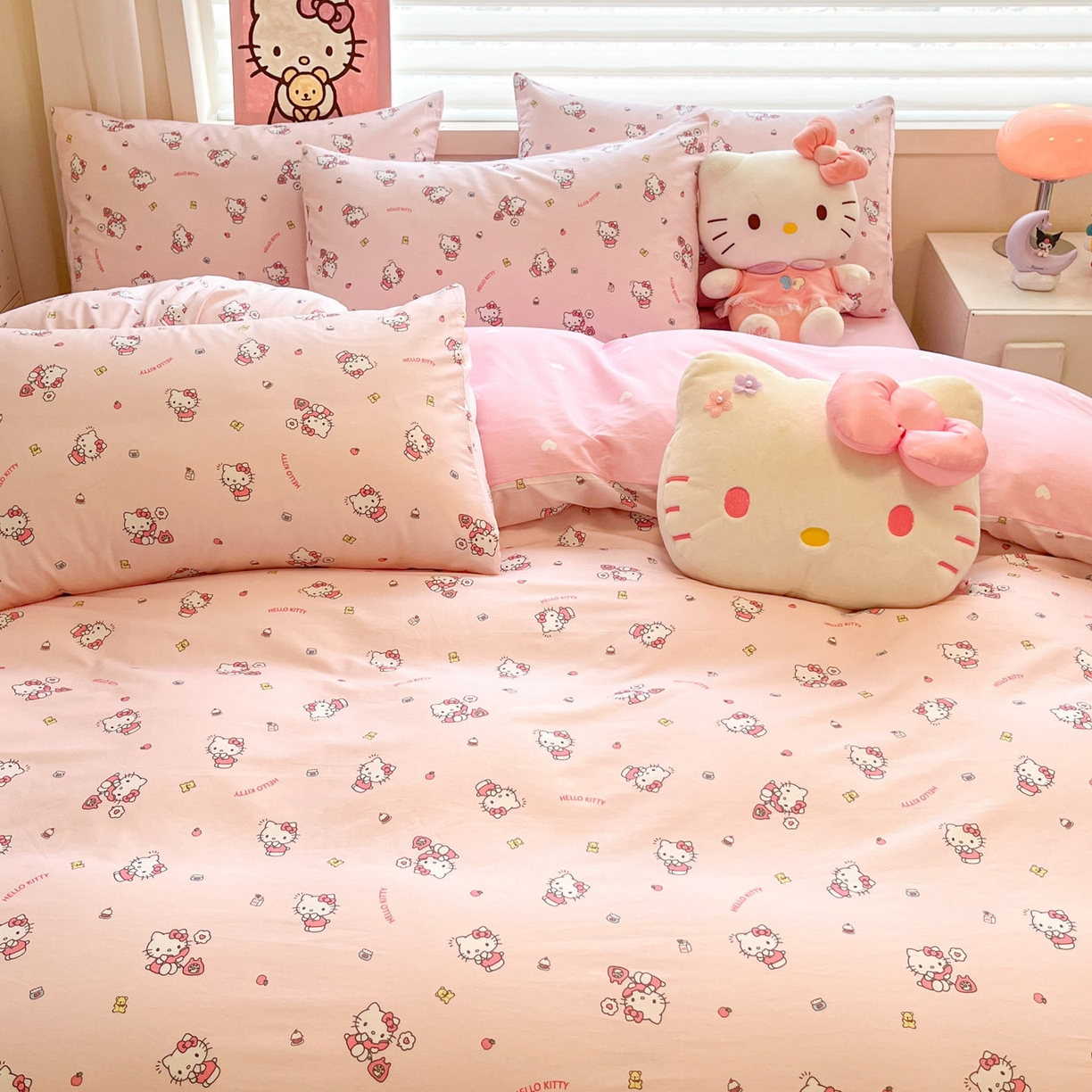 91家纺网 家纺一手货源 找家纺 暮思家居 2026新款正版授权三丽鸥全棉纯棉四件套系列-第二批 电话凯蒂