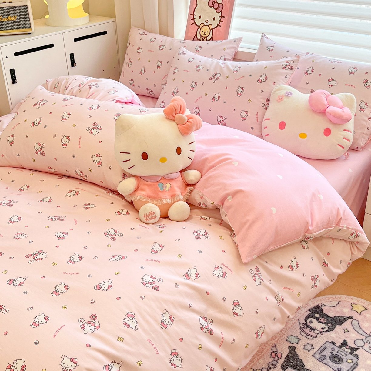 91家纺网 家纺一手货源 找家纺 暮思家居 2026新款正版授权三丽鸥全棉纯棉四件套系列-第二批 电话凯蒂