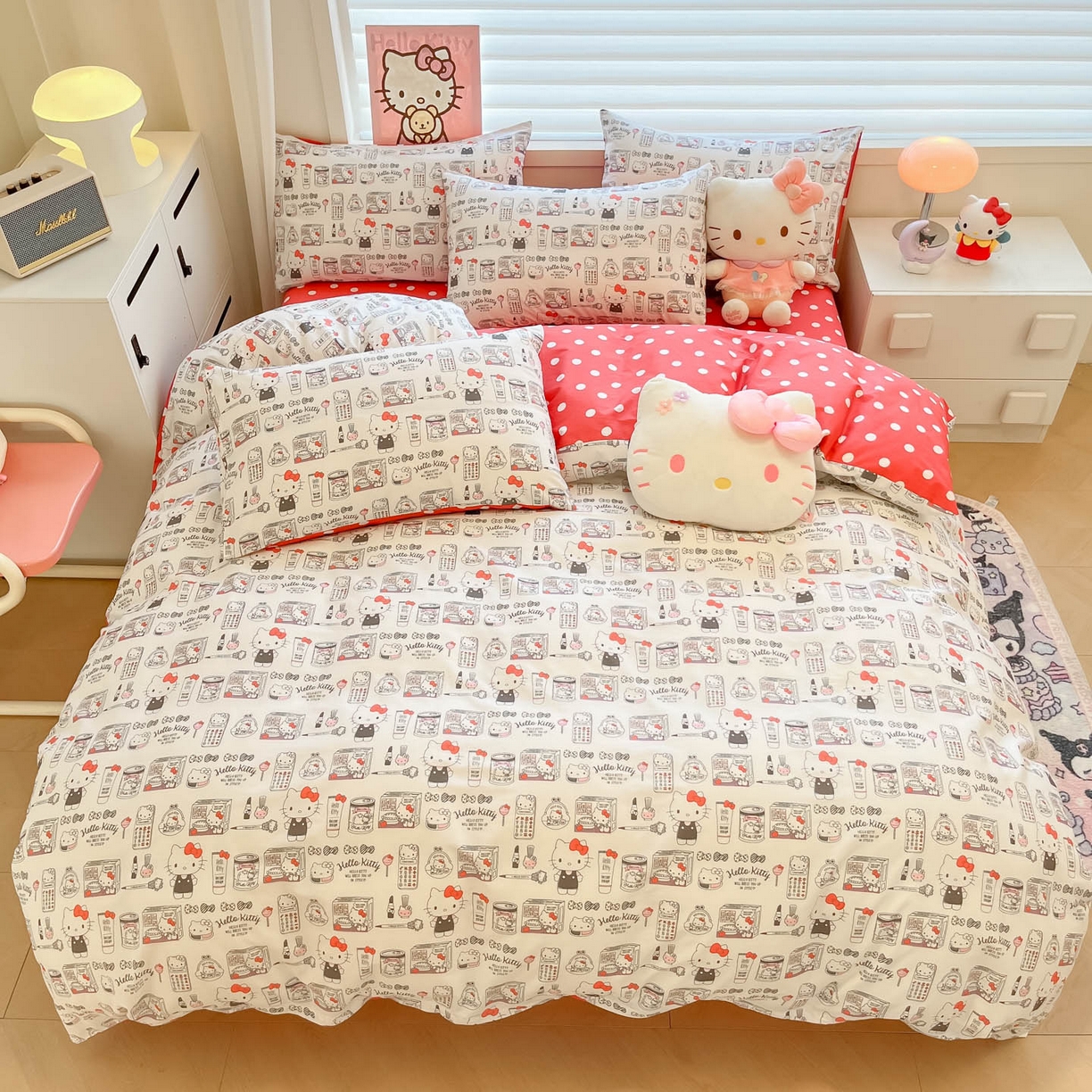 91家纺网 家纺一手货源 找家纺 暮思家居 2026新款正版授权三丽鸥全棉纯棉四件套系列-第二批 都市凯蒂