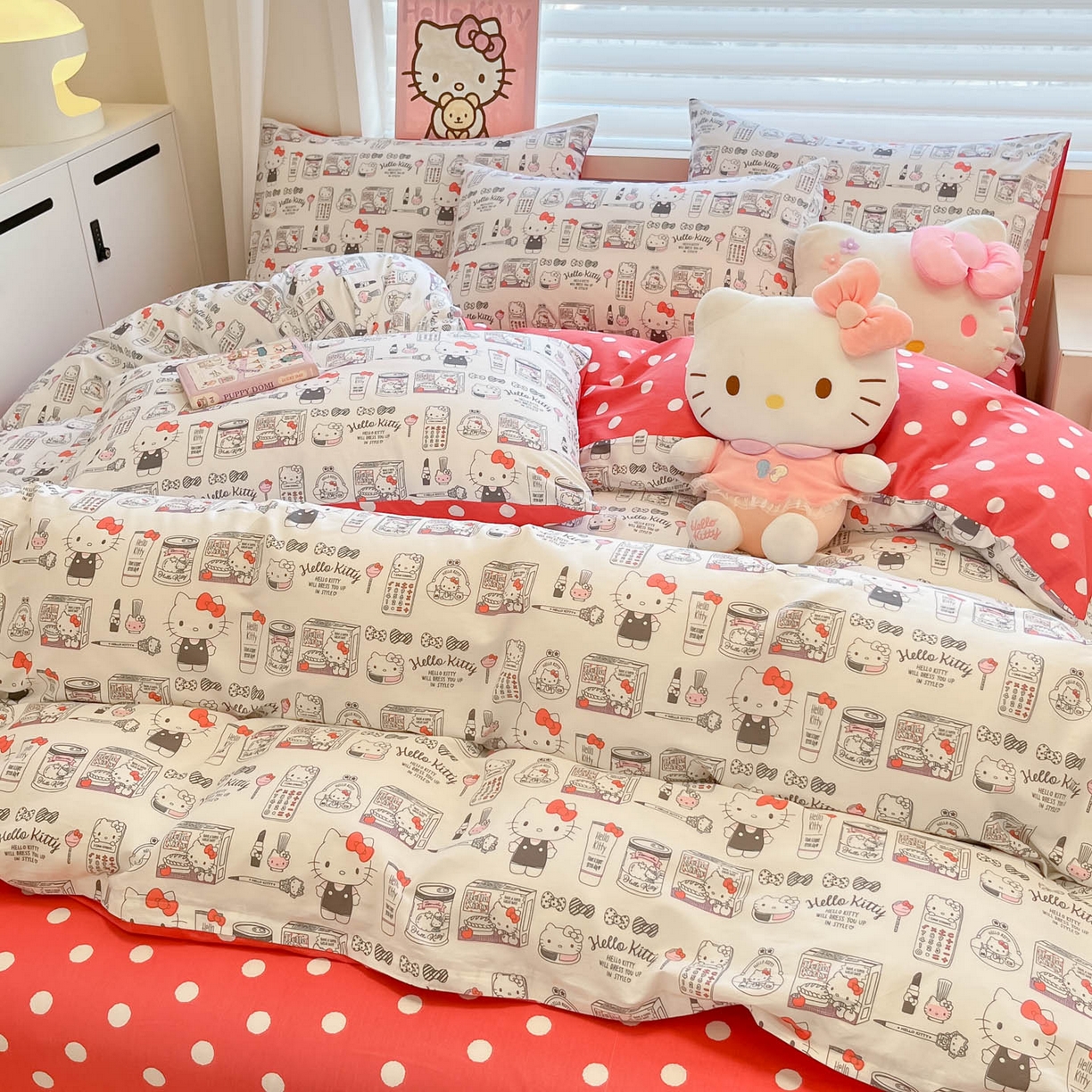 91家纺网 家纺一手货源 找家纺 暮思家居 2026新款正版授权三丽鸥全棉纯棉四件套系列-第二批 都市凯蒂