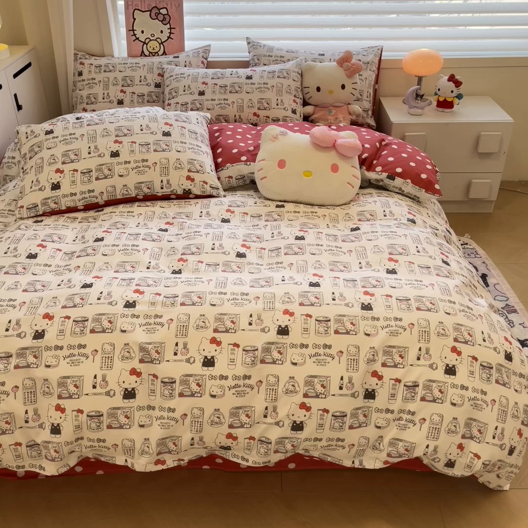 91家纺网 家纺一手货源 找家纺 暮思家居 2026新款正版授权三丽鸥全棉纯棉四件套系列-第二批 都市凯蒂