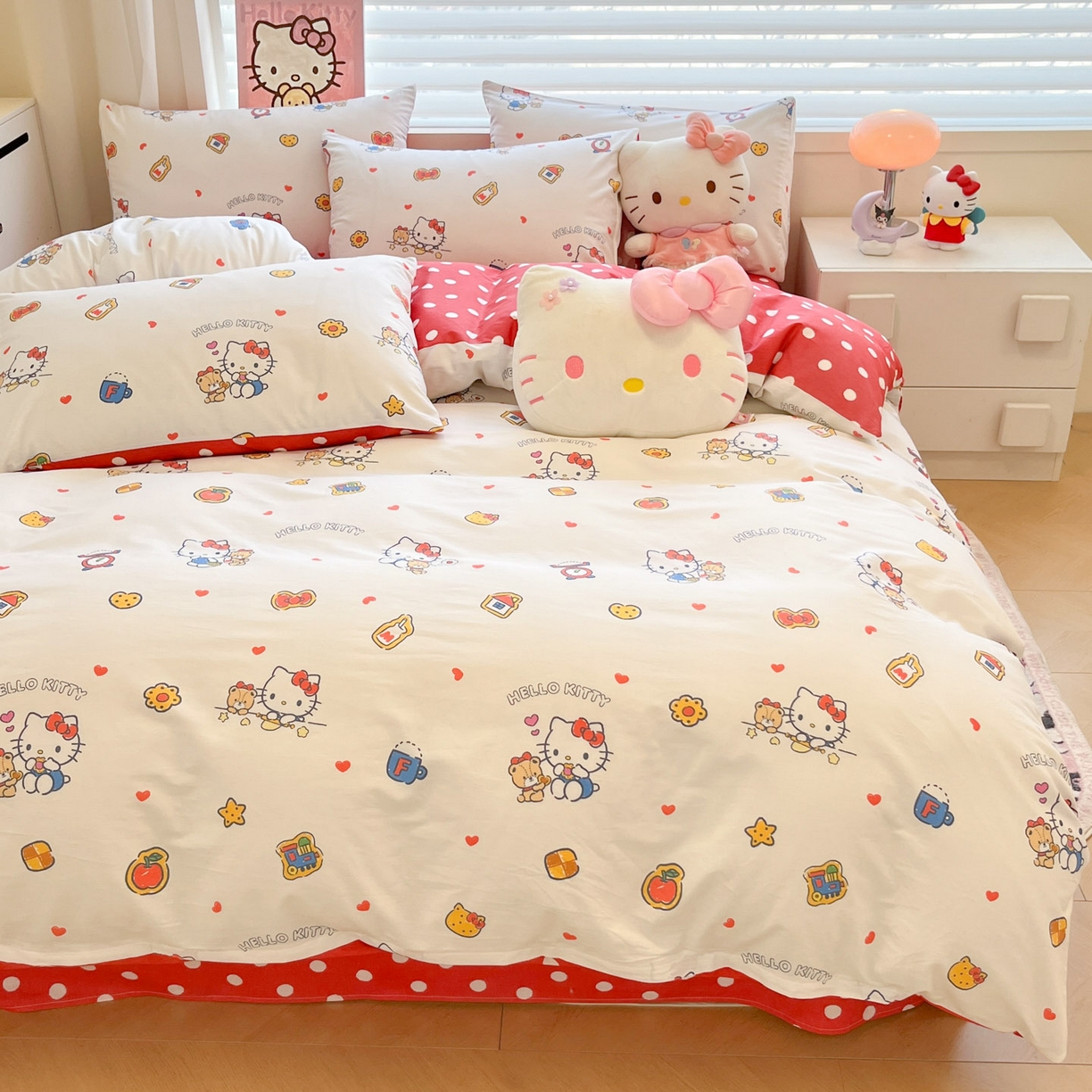 91家纺网 家纺一手货源 找家纺 暮思家居 2026新款正版授权三丽鸥全棉纯棉四件套系列-第二批 果果凯蒂