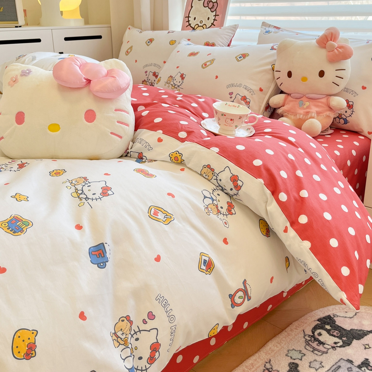 91家纺网 家纺一手货源 找家纺 暮思家居 2026新款正版授权三丽鸥全棉纯棉四件套系列-第二批 果果凯蒂