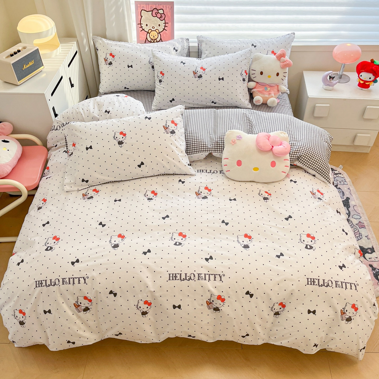 91家纺网 家纺一手货源 找家纺 暮思家居 2026新款正版授权三丽鸥全棉纯棉四件套系列-第二批 黑波波KT