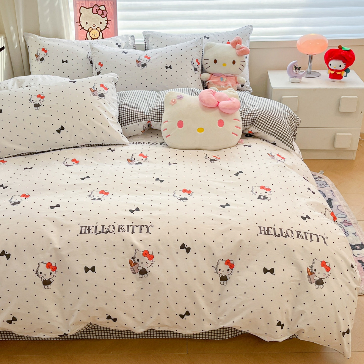 91家纺网 家纺一手货源 找家纺 暮思家居 2026新款正版授权三丽鸥全棉纯棉四件套系列-第二批 黑波波KT