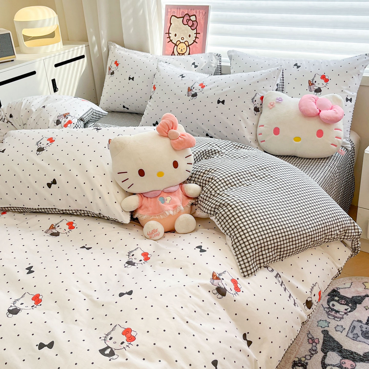 91家纺网 家纺一手货源 找家纺 暮思家居 2026新款正版授权三丽鸥全棉纯棉四件套系列-第二批 黑波波KT