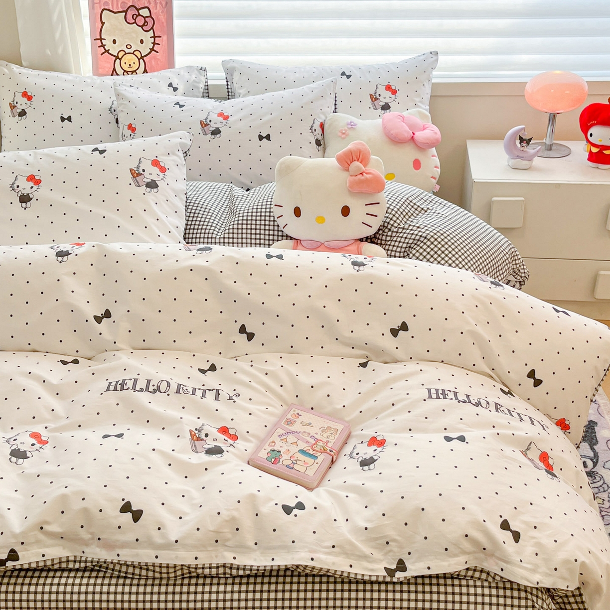 91家纺网 家纺一手货源 找家纺 暮思家居 2026新款正版授权三丽鸥全棉纯棉四件套系列-第二批 黑波波KT