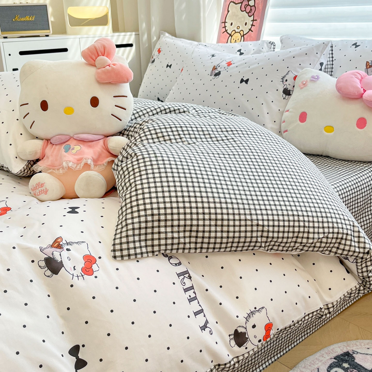 91家纺网 家纺一手货源 找家纺 暮思家居 2026新款正版授权三丽鸥全棉纯棉四件套系列-第二批 黑波波KT