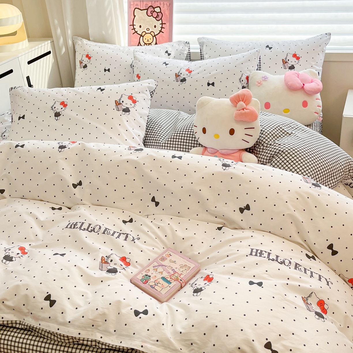 91家纺网 家纺一手货源 找家纺 暮思家居 2026新款正版授权三丽鸥全棉纯棉四件套系列-第二批 黑波波KT