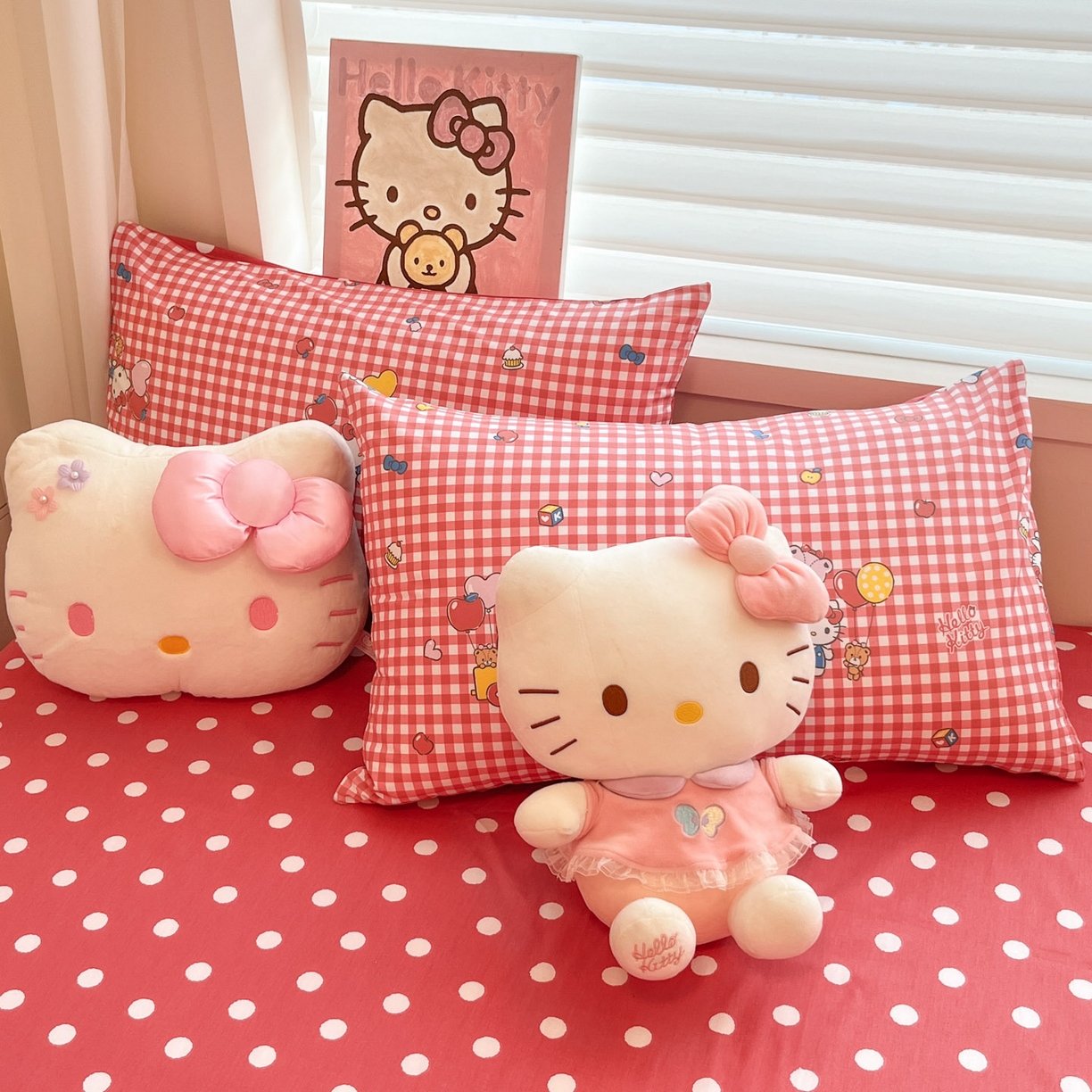 91家纺网 家纺一手货源 找家纺 暮思家居 2026新款正版授权三丽鸥全棉纯棉四件套系列-第二批 红格凯蒂