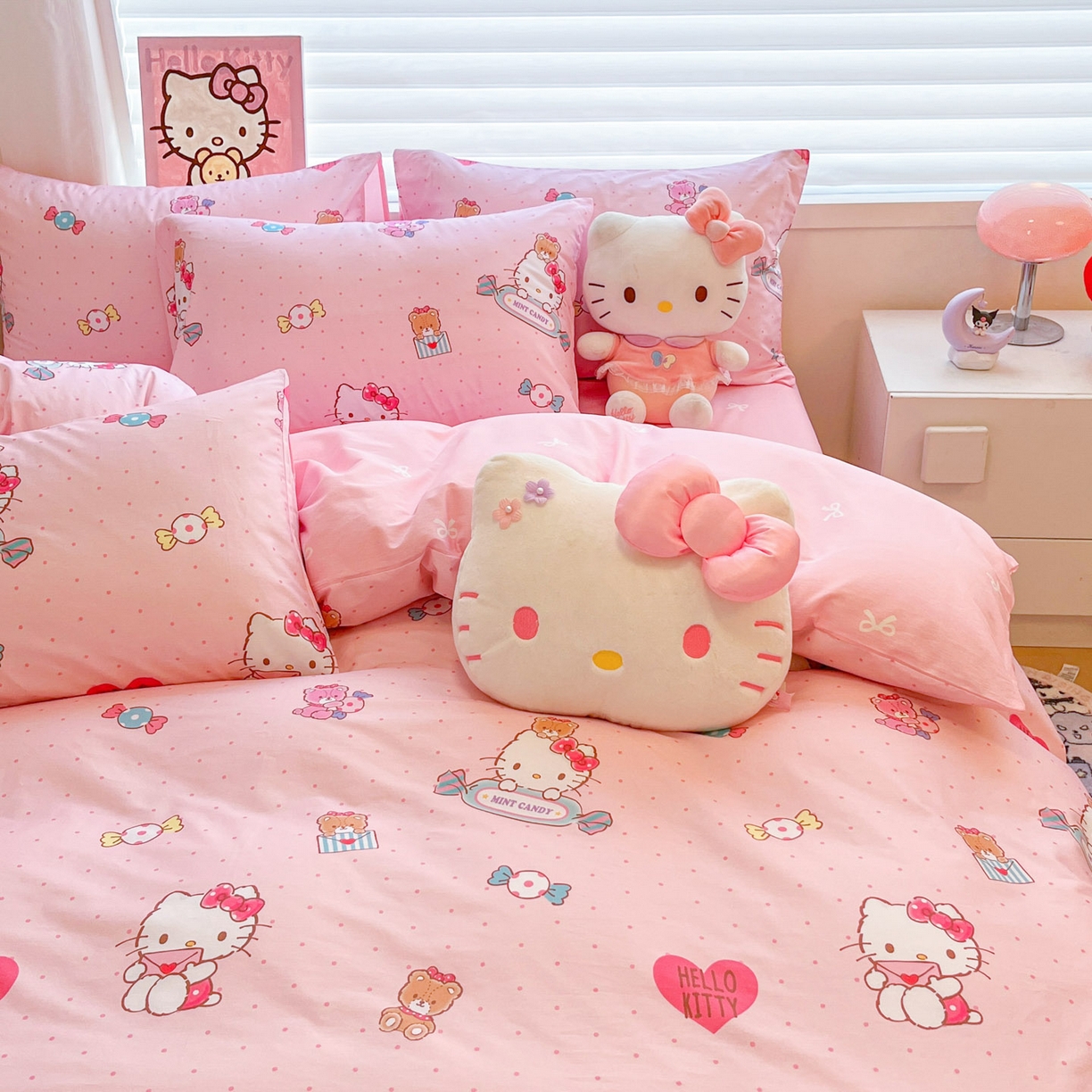 91家纺网 家纺一手货源 找家纺 暮思家居 2026新款正版授权三丽鸥全棉纯棉四件套系列-第二批 萌宝KT