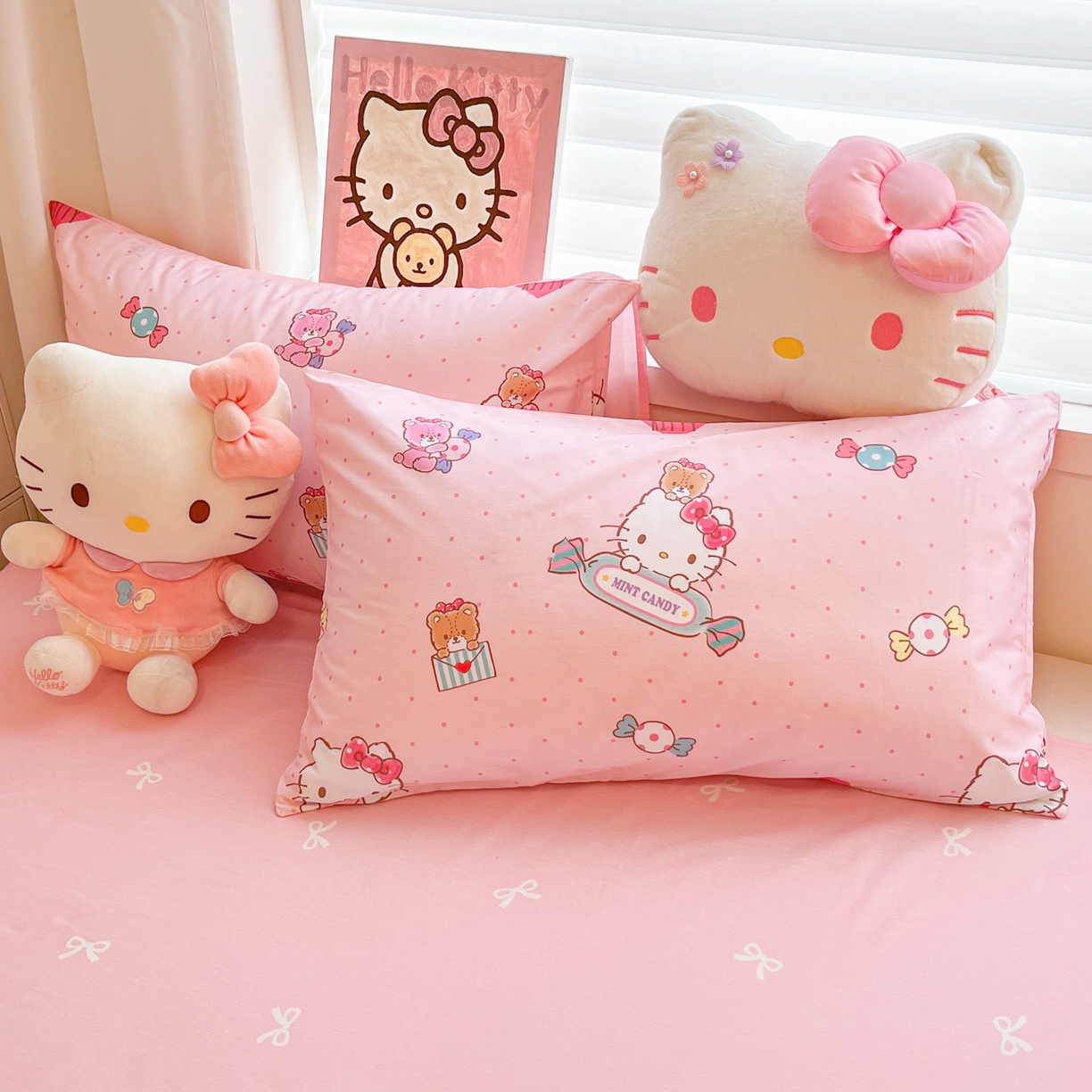 91家纺网 家纺一手货源 找家纺 暮思家居 2026新款正版授权三丽鸥全棉纯棉四件套系列-第二批 萌宝KT