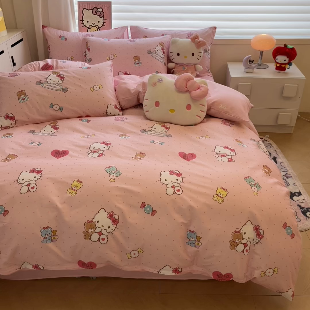 91家纺网 家纺一手货源 找家纺 暮思家居 2026新款正版授权三丽鸥全棉纯棉四件套系列-第二批 萌宝KT