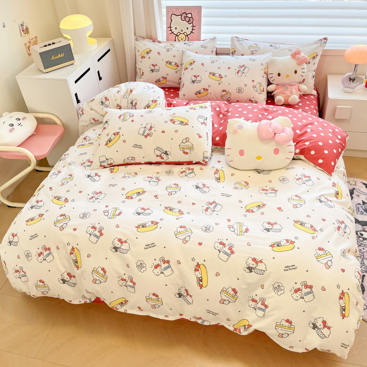 91家纺网 家纺一手货源 找家纺 暮思家居 2026新款正版授权三丽鸥全棉纯棉四件套系列-第二批 奶牛凯蒂