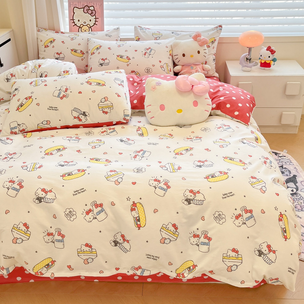 91家纺网 家纺一手货源 找家纺 暮思家居 2026新款正版授权三丽鸥全棉纯棉四件套系列-第二批 奶牛凯蒂