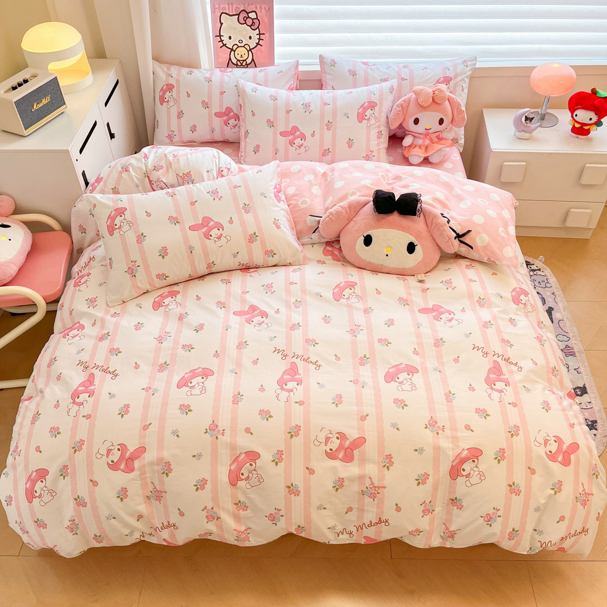 91家纺网 家纺一手货源 找家纺 暮思家居 2026新款正版授权三丽鸥全棉纯棉四件套系列-第二批 少女美乐蒂