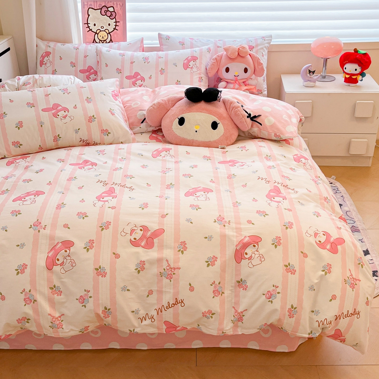 91家纺网 家纺一手货源 找家纺 暮思家居 2026新款正版授权三丽鸥全棉纯棉四件套系列-第二批 少女美乐蒂