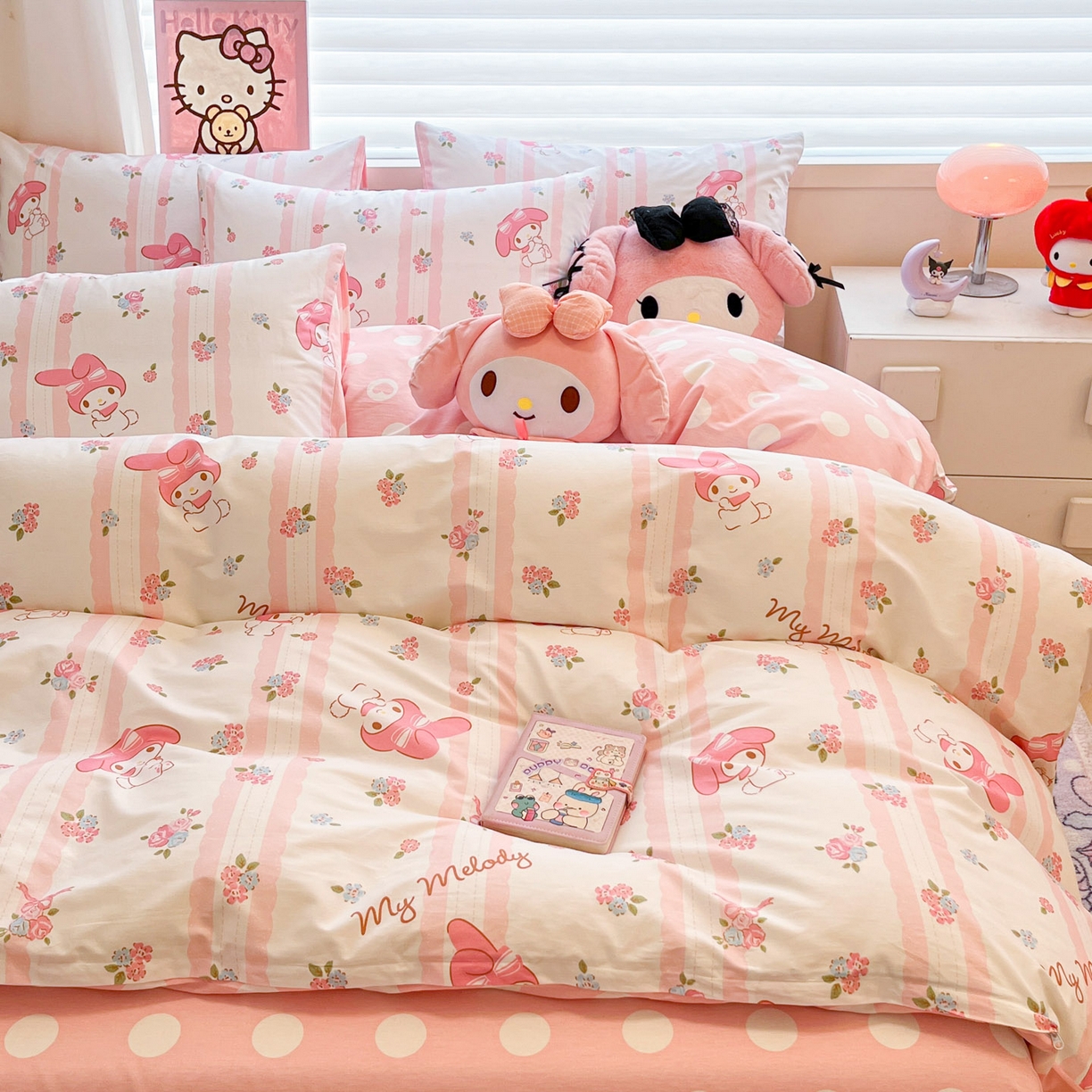 91家纺网 家纺一手货源 找家纺 暮思家居 2026新款正版授权三丽鸥全棉纯棉四件套系列-第二批 少女美乐蒂