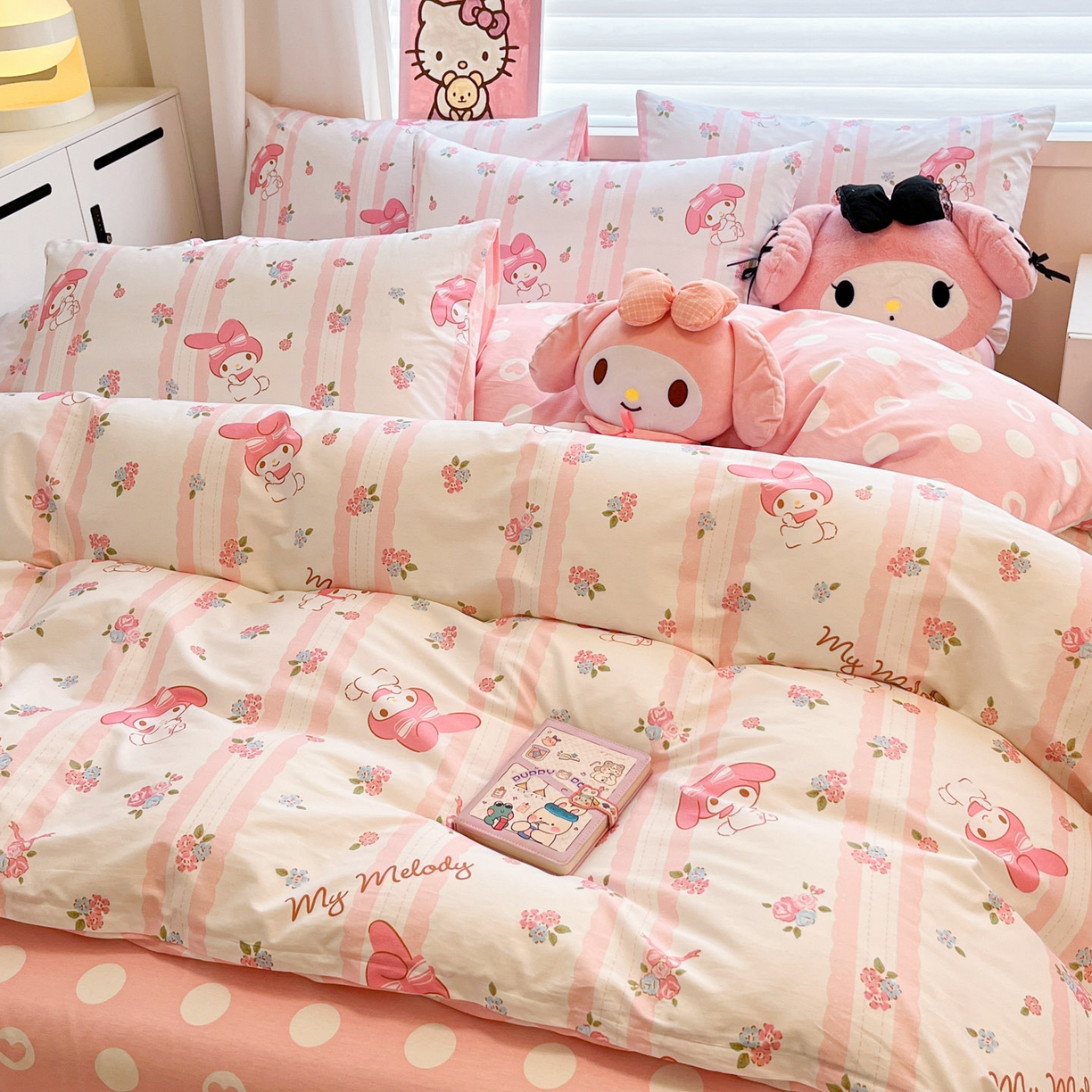 91家纺网 家纺一手货源 找家纺 暮思家居 2026新款正版授权三丽鸥全棉纯棉四件套系列-第二批 少女美乐蒂