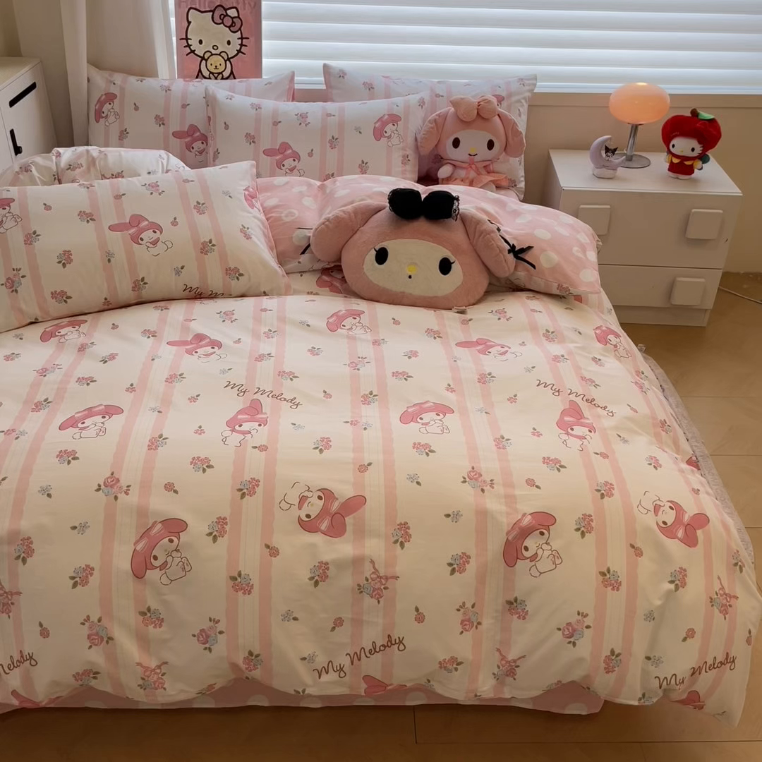 91家纺网 家纺一手货源 找家纺 暮思家居 2026新款正版授权三丽鸥全棉纯棉四件套系列-第二批 少女美乐蒂