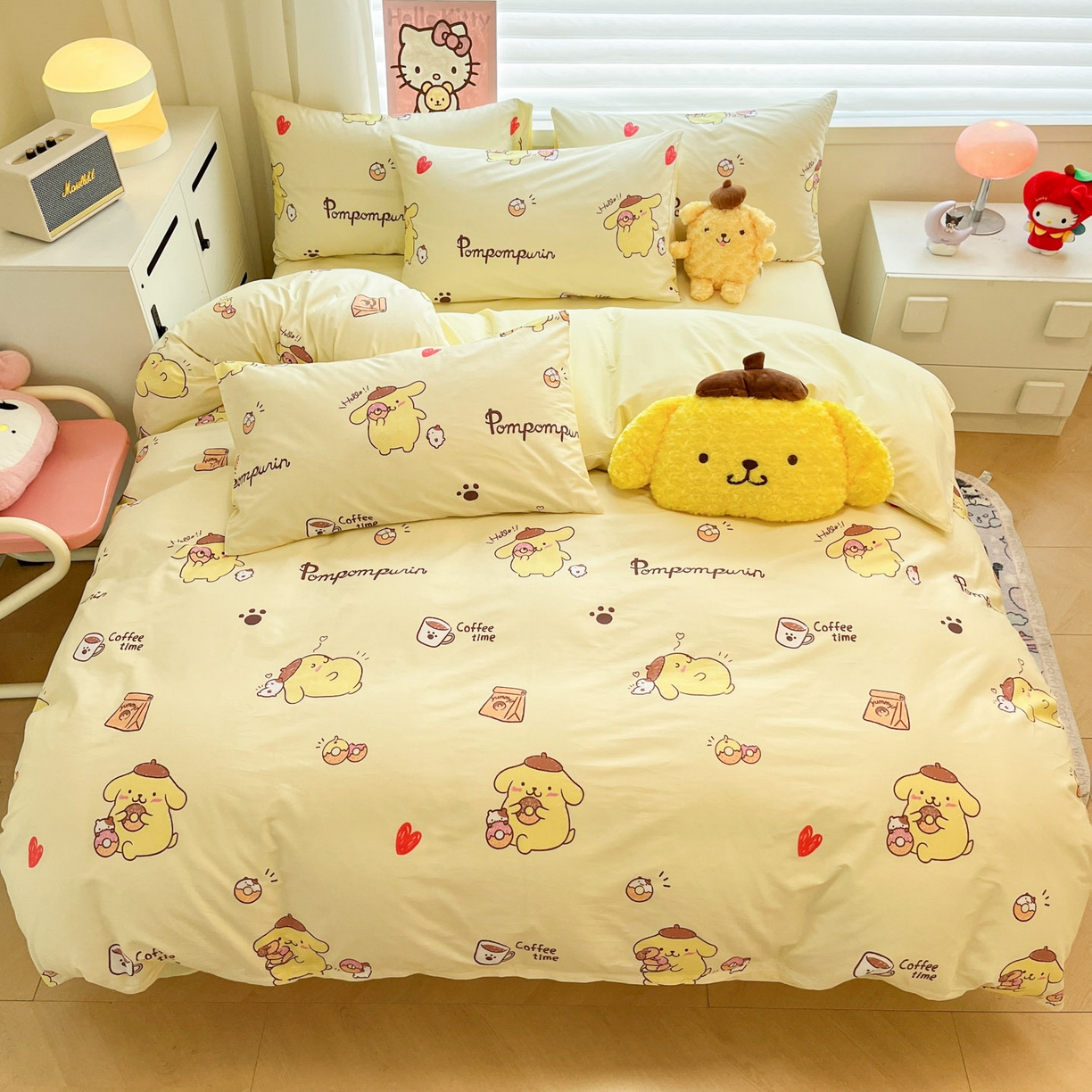 91家纺网 家纺一手货源 找家纺 暮思家居 2026新款正版授权三丽鸥全棉纯棉四件套系列-第二批 甜品布丁狗