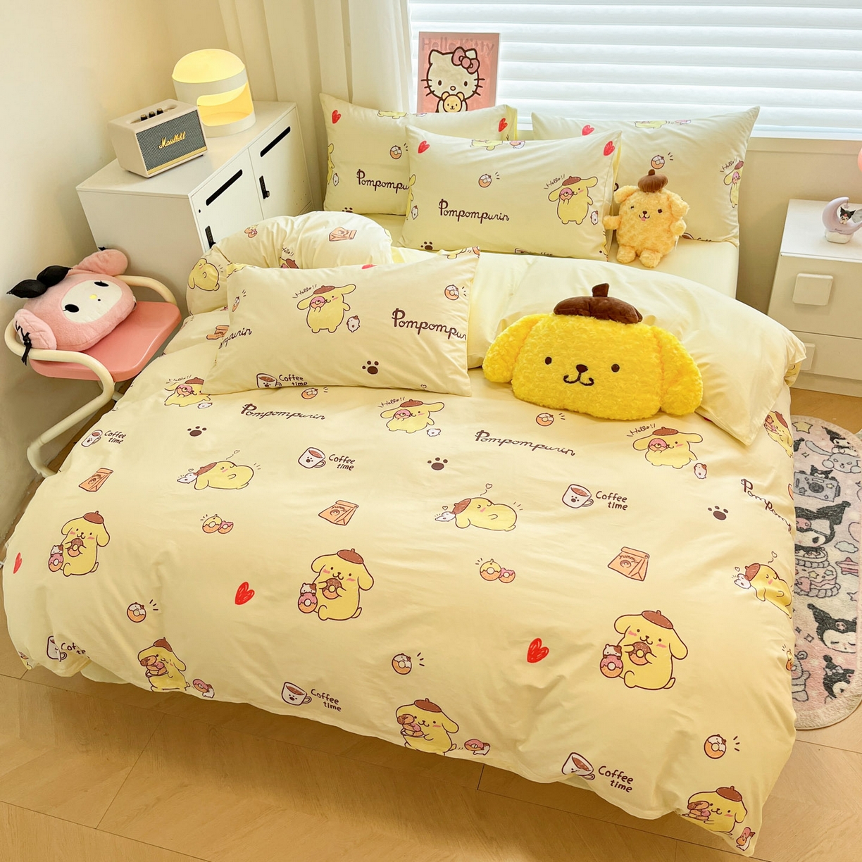 91家纺网 家纺一手货源 找家纺 暮思家居 2026新款正版授权三丽鸥全棉纯棉四件套系列-第二批 甜品布丁狗