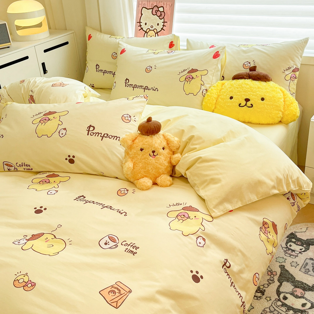 91家纺网 家纺一手货源 找家纺 暮思家居 2026新款正版授权三丽鸥全棉纯棉四件套系列-第二批 甜品布丁狗