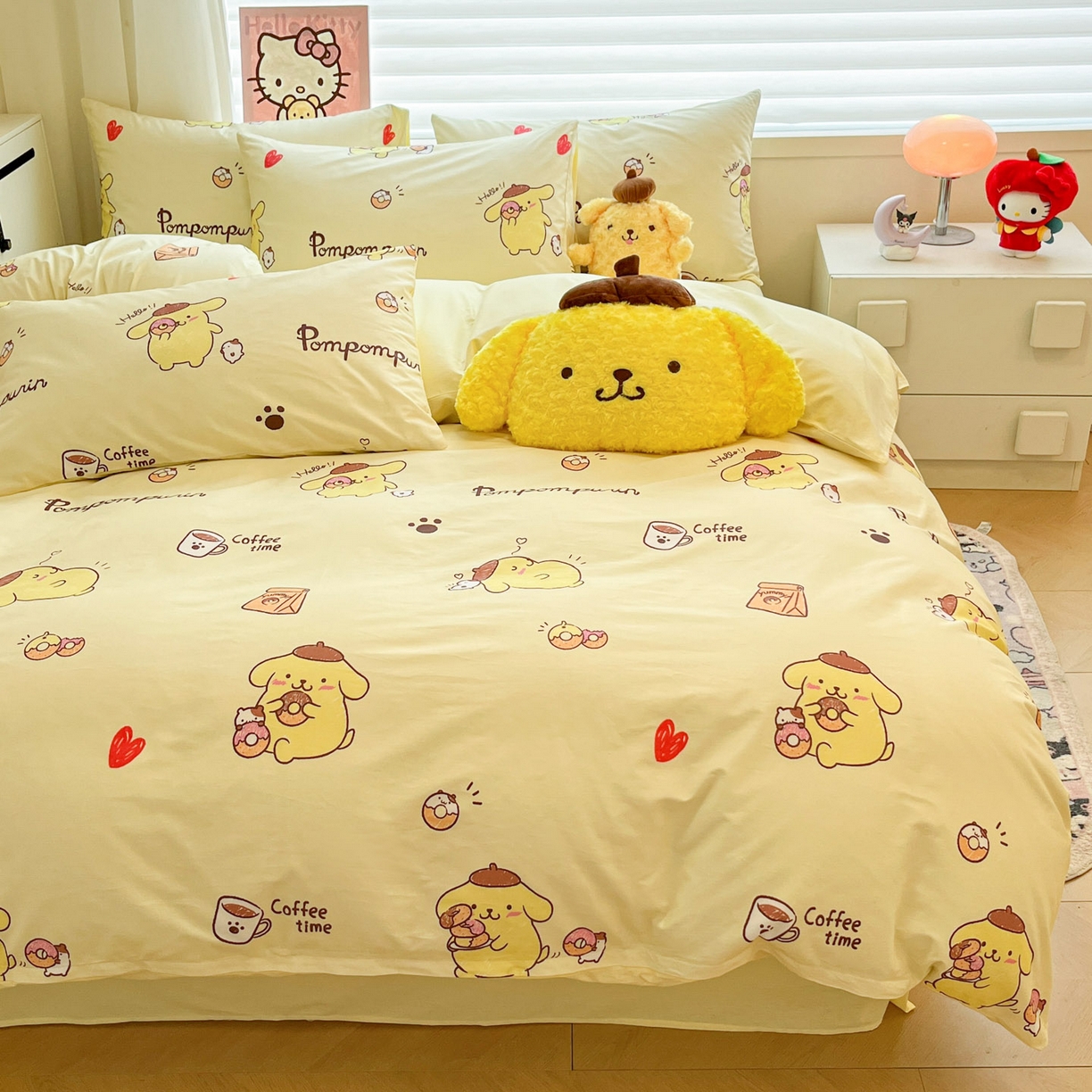 91家纺网 家纺一手货源 找家纺 暮思家居 2026新款正版授权三丽鸥全棉纯棉四件套系列-第二批 甜品布丁狗