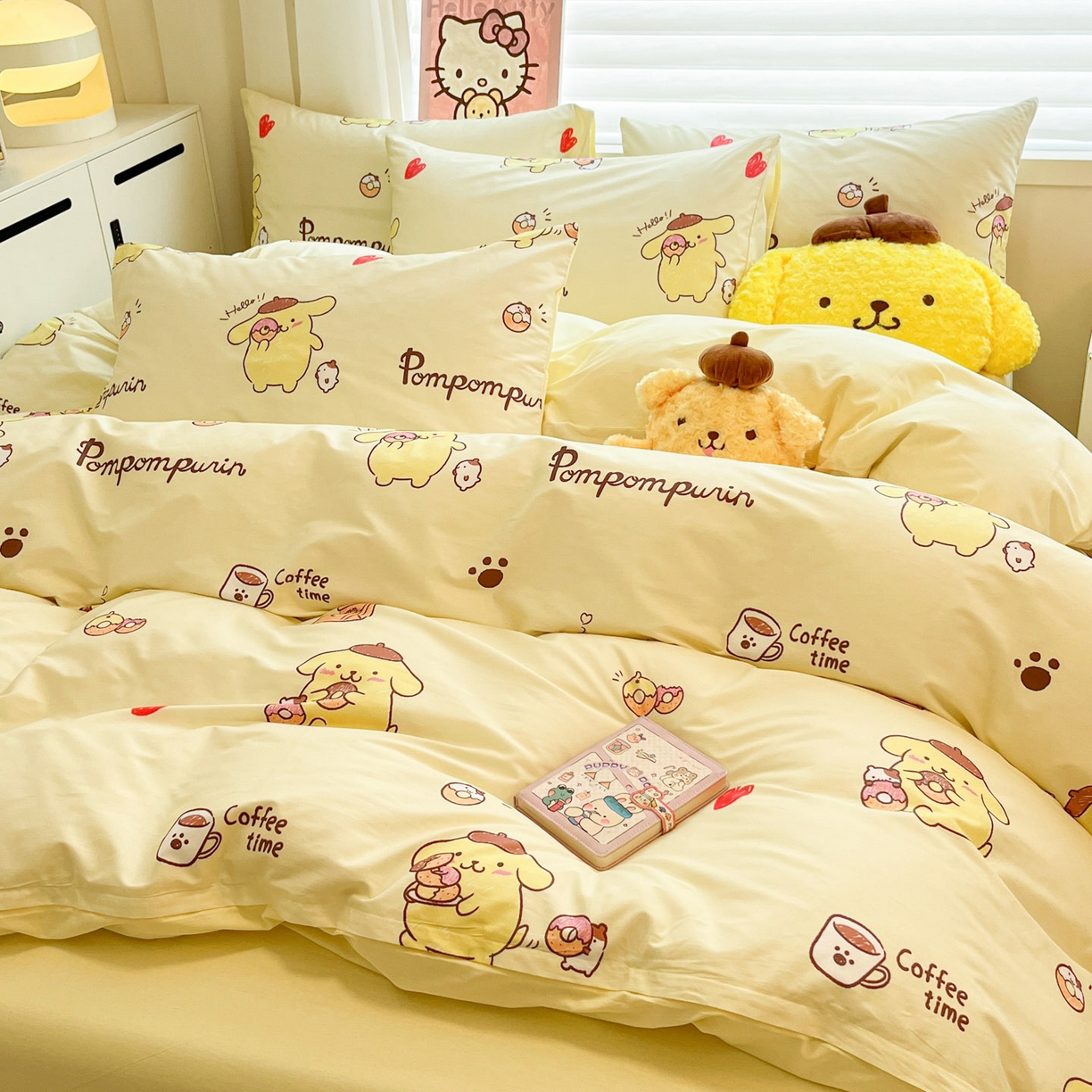 91家纺网 家纺一手货源 找家纺 暮思家居 2026新款正版授权三丽鸥全棉纯棉四件套系列-第二批 甜品布丁狗